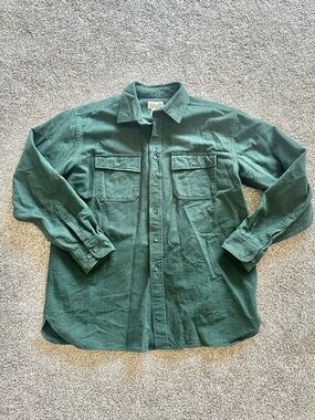 ✨ LLBEAN Chamois Shirt Forest Green Button-Up Traditional Fit ✨
